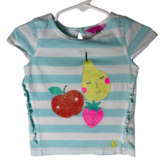Joules Other - Joules Fruit Glitter Blue White Short Sleeve Top 9-12M